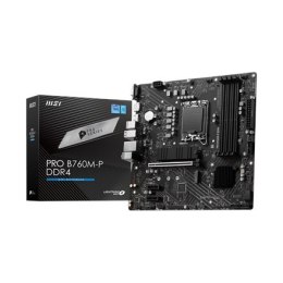 MSI MSI | PRO B760M-P DDR4 | Rodzina procesorów Intel | Gniazdo procesora LGA1700 | DDR4 DIMM | Gniazda pamięci 4 | Obsługiwane inte