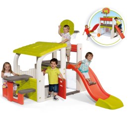SMOBY Wielofunkcyjny Plac Zabaw Zjeżdżalnia Domek z daszkiem i koszykówką Fun Center
