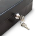 Czarna metalowa kasetka schowek do przechowywania pieniędzy transportu gotówki 25cm