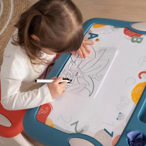 SMOBY Stolik z Tablicą Do Rysowania Biurko z Ławką + 12 akcesoriów