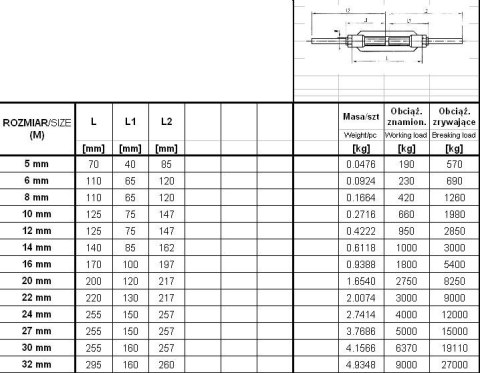 UN ŚRUBA RZYMSKA SZPILKA-SZPILKA 8MM