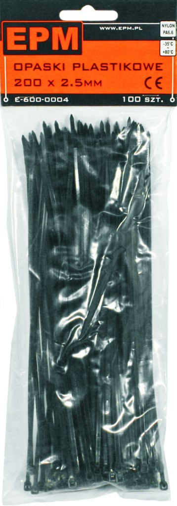 EPM OPASKI PLASTIKOWE PA6.6 100SZT. CZARNE 80*2.5