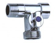 UN ZAWÓR KULOWY TRÓJDROŻNY 1/2*1/2*3/4 KOLOR KART