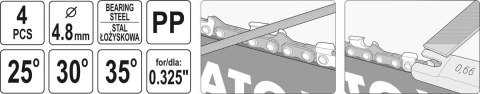 YATO ZESTAW DO OSTRZENIA ŁAŃCUCHA 4.8MM 4SZT