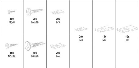 YATO WKRĘTY /PODKŁADKI DO KAROSERII MIX 170SZT