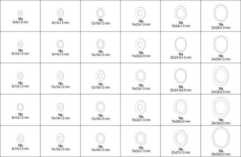 YATO ZESTAW PODKŁADEK ALUMINIOWYCH 300 SZT. MIX ROZMIARÓW