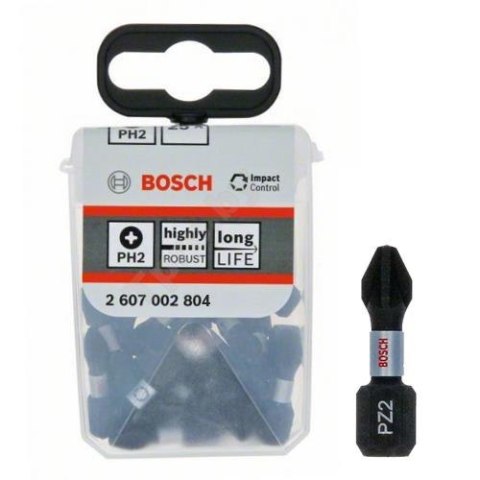 BOSCH BIT, GROT, KOŃCÓWKA PZ2 25MM IMP 25PCS