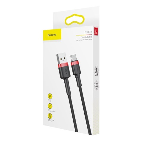 Wytrzymały elastyczny kabel przewód USB USB-C QC3.0 3A 1M czarno-czerwony