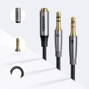 Rozdzielacz kabla AUX 3.5 mm żeński do słuchawek i mikrofonu męski 20cm czarny