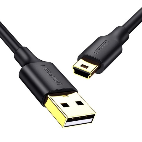 Kabel przewód USB - mini USB 5-pinowy pozłacany 0.5m czarny