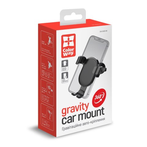 ColorWay ColorWay | Metallic Gravity Holder For Smartphone | Adjustable | Clamp | Black | Mocowanie smartfona jednym ruchem. Kompaktowa k