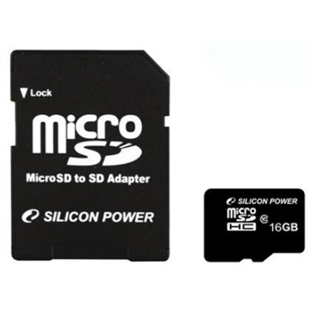 Silicon Power Pamięć Flash Silicon Power | 16 GB | MicroSDHC | Klasa 10 | Z adapterem SD | Gwarancja 60 dni