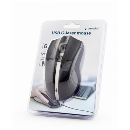 Gembird Mysz G-laser Gembird MUS-GU-02 Przewodowa USB Czarna