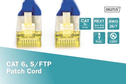 Digitus Digitus | CAT 6a | Kabel krosowy | Skrętka ekranowana (SFTP) | Męski | RJ-45 | Męski | RJ-45 | Niebieski | 0,5 m