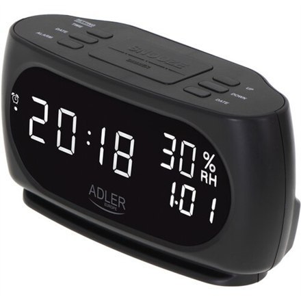 Adler Adler | Zegar z termometrem | AD 1186 | Czarny