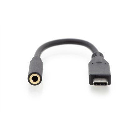 Digitus Digitus | Adapter USB-C do gniazda słuchawkowego | Żeńskie | 24-pinowe USB-C | Mini-phone stereo 3,5 mm | Czarne | 0,2 m