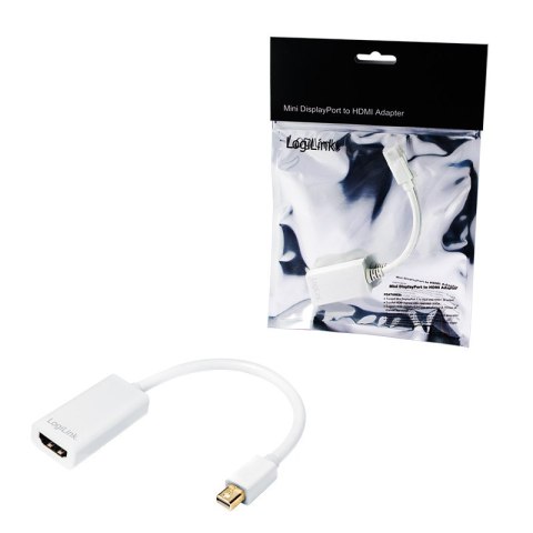 Logilink Adapter wideo Logilink | 19-pinowe HDMI typu A | żeńskie | Mini DisplayPort | męskie | białe | 0,1 m