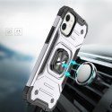 Etui pancerny pokrowiec do iPhone 14 uchwyt magnetyczny Ring Armor srebrny