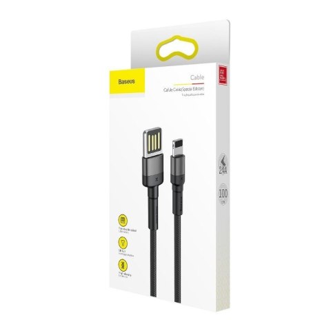 Kabel Lightning USB (dwustronny) Baseus Cafule 2,4A 1m (szaro-czarny)