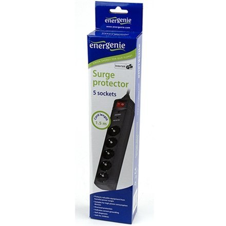 EnerGenie EnerGenie SPG5-C-5 - listwa przeciwprzepięciowa | Złącze wyjściowe Qty 5 | 1,5 m | Czarny