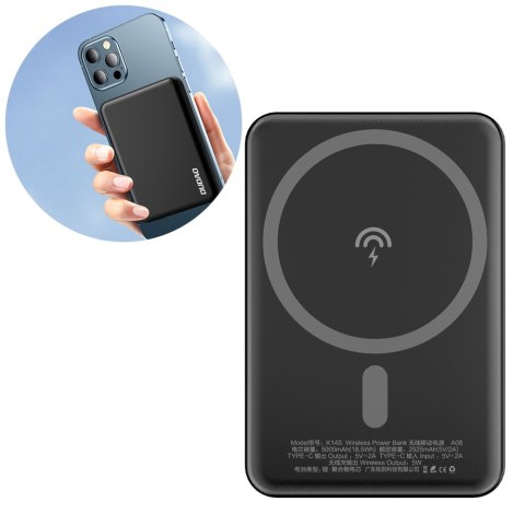 Powerbank 5000mAh magnetyczny z ładowarką indukcyjną MagSafe biały