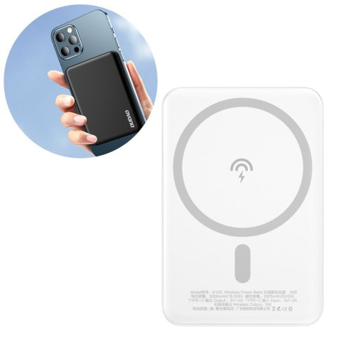Powerbank 5000mAh magnetyczny z ładowarką indukcyjną MagSafe biały