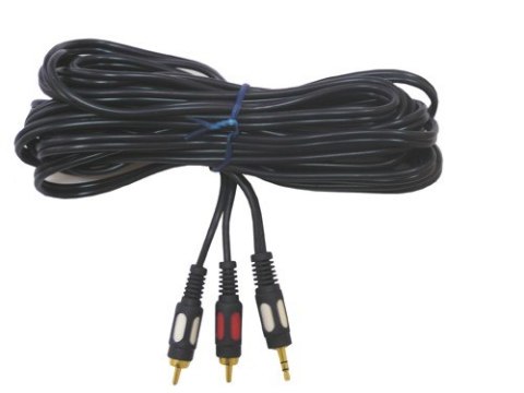 Kabel Jack3,5st-2RCA łezka złoty 15m--
