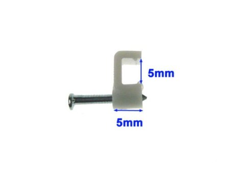Uchwyt kabla płaski 5mm KNC-5 biały