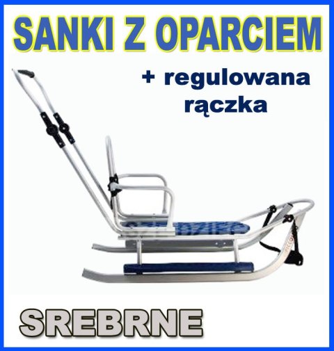 PICCOLINO SREBRNE Sanki z regulowana raczka OPARCIE