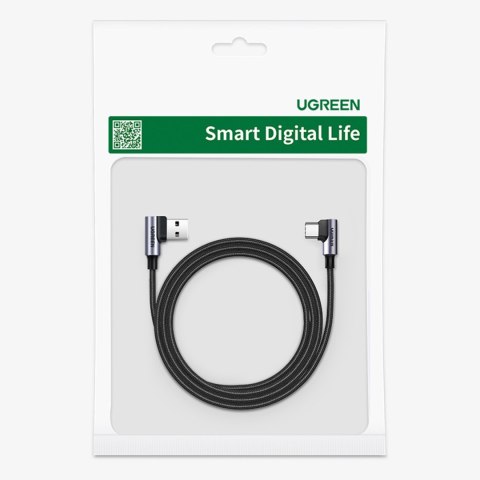 Kabel przewód kątowy USB-C - USB 2.0 480Mb/s 3A 3m czarny