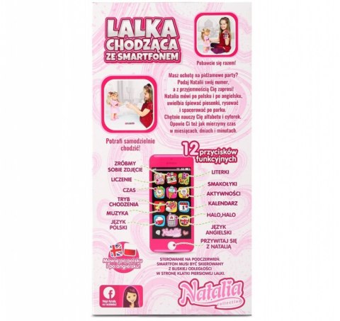 Lalka Natalia ze smartfonem, chodząca 41 cm