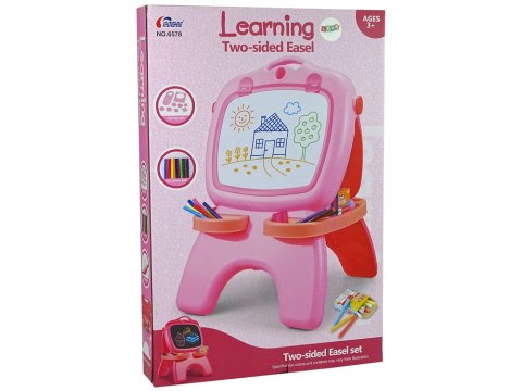 ND24_9497 Tablica Dwustronna Magnetyczna Kredowa Różowa Szablony 5904204755214