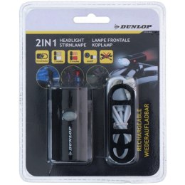 ND05_L1154 472843 Lampka rowerowa Dunlop 2w1 ładowanie USB z uchwytem do mocowania na kasku 472843