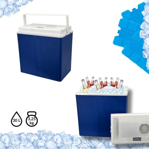 Lodówka samochodowa elektryczna 30L KAMAI ICEGO, zasilanie 12-230V, szara