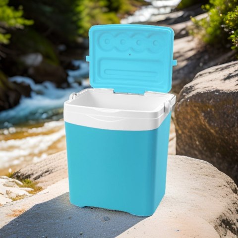 Lodówka turystyczna 25L KAMAI TROPIC na wkłady mrożące, turkusowa z białą rączką