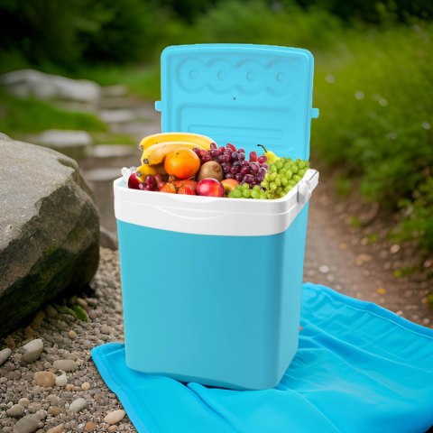 Lodówka turystyczna 25L KAMAI TROPIC na wkłady mrożące, turkusowa z białą rączką