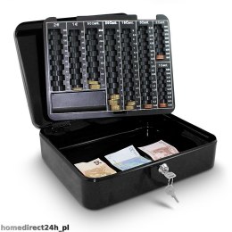 Metalowa kasetka na pieniądze zamykana na szyfr 30cm skrytka transportowa