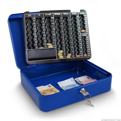 Kasetka schowek na pieniądze/oszczędności sejf niebieski 30cm solidne wykonanie