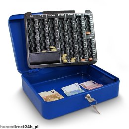 Kasetka schowek na pieniądze/oszczędności sejf niebieski 30cm solidne wykonanie