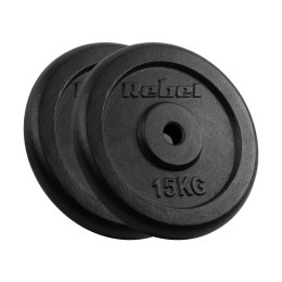 Obciążenie żeliwne zestaw 2x15kg, otwór 31mm, talerz klasyczny, REBEL ACTIVE