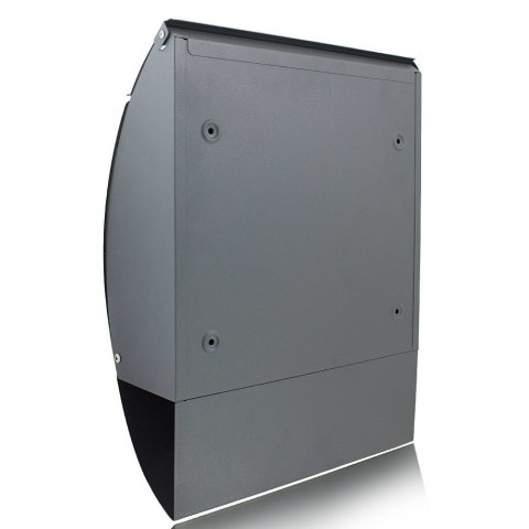 Grafitowa Skrzynka na listy z tuba na gazety okrągła nowoczesna z oknami