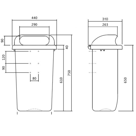 Kosz uliczny miejski pojemnik na śmieci na słupek lub ścianę DIN 50L - zielony