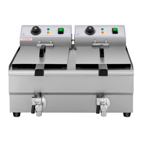 Frytownica podwójna gastronomiczna elektryczna z kranem 230 V 2 x 3000W 2 x 10 L