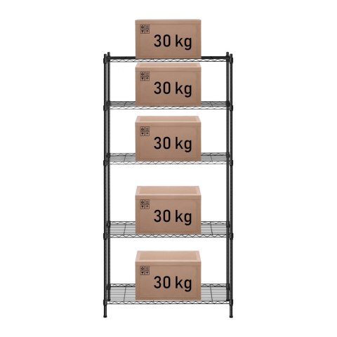 Regał magazynowy druciany ażurowy kolor czarny 180x90x35cm do 150kg