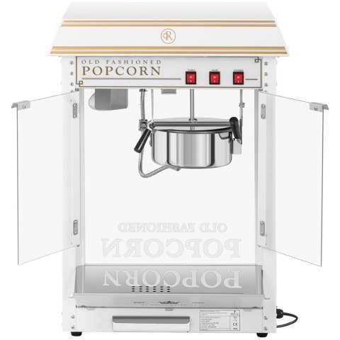 Maszyna automat urządzenie do prażenia popcornu retro TEFLON 1600 W 5-6 kg/h - biało-złota