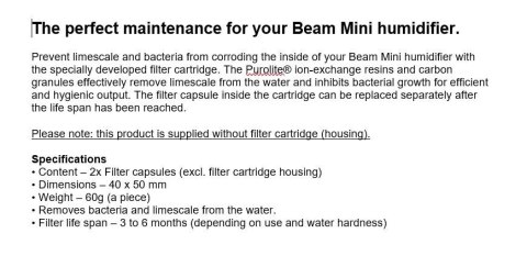 Duux Duux | Antywapienne i antybakteryjne kapsułki filtrujące (2x) | Do Beam mini | Białe