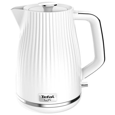 TEFAL Czajnik elektryczny TEFAL KO250130 o mocy 2400 W i pojemności 1.7 L - plastikowy, biały kociołek z obrotową podstawą 360°.