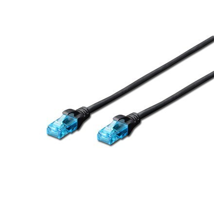Digitus Digitus | Kabel krosowy | CAT 5e U-UTP | PVC AWG 26/7 | 3 m | Czarny | Wtyk modułowy RJ45 (8/8) | Gniazda z zabezpieczeniem prze