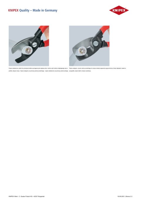 KNIPEX NOŻYCE DO KABLI 200MM