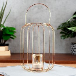 Świecznik Lampion na Świeczkę Metalowy Złoty HOME STYLING COLLECTION 21,5cm